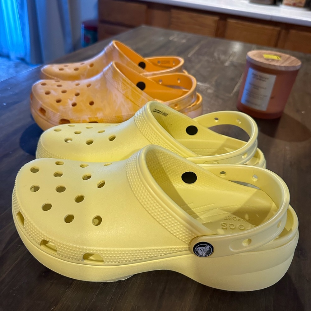 Two Pair Crocs Platforms